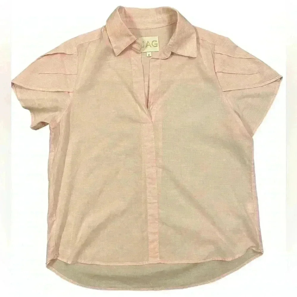 JAG Baby Pink Scalloped Sleeved Top